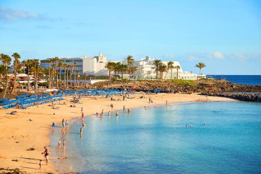Playa Blanca, Lanzarote Adası, Kanarya Adaları, İspanya'nın güzel manzara panoramik manzaralı