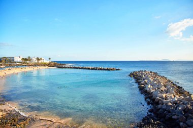 Playa Blanca, Lanzarote Adası, Kanarya Adaları, İspanya'nın güzel manzara panoramik manzaralı
