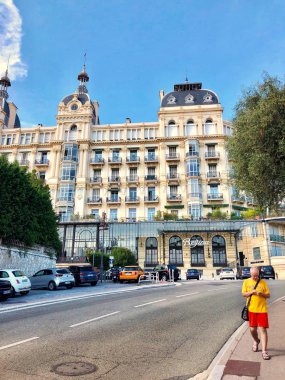 Nice, Fransa - 08 Ağustos 2018: Nice, Fransa'da bina görünümünü lüks Hotel Regina