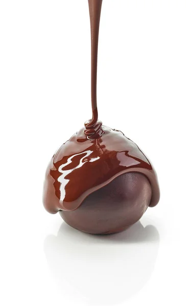 Čokoládový Lanýž Roztavené Čokolády Izolované Bílém Pozadí — Stock fotografie