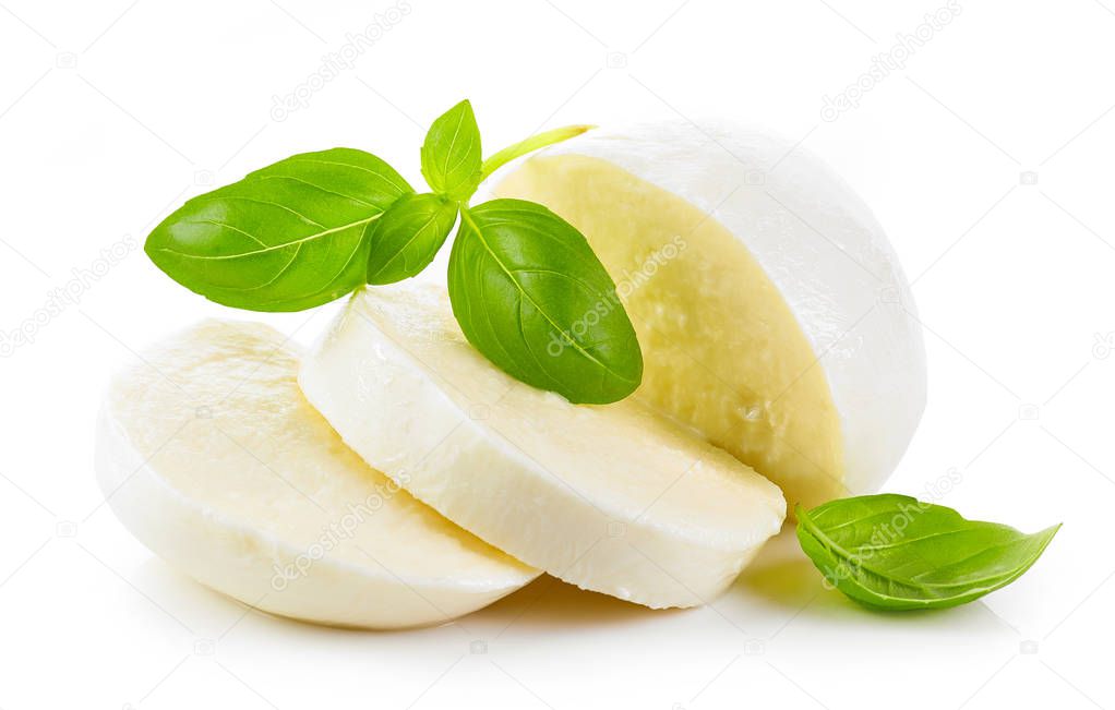 Mozzarella cheese isolated on white background