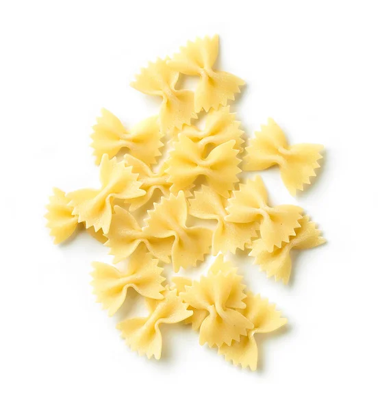 Fresh Pasta Farfalle Isolated White Background Top View — Stock Photo, Image