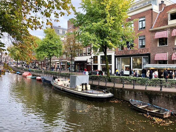 Ámsterdam Países Bajos Octubre 2018 Vista Otoño Del Antiguo Canal — Foto de Stock