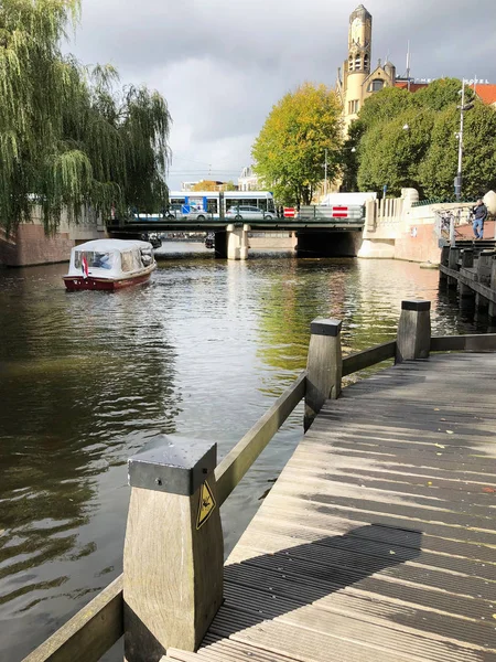 Амстердам Жовтня 2018 Подання Осінь Каналу Старі Амстердама Голландія — стокове фото