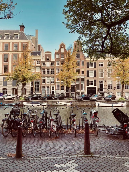 Ámsterdam Países Bajos Octubre 2018 Vista Otoño Del Antiguo Canal — Foto de Stock