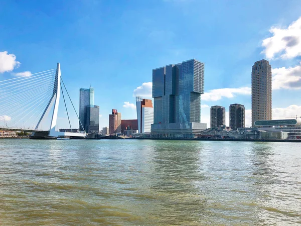 Rotterdam Países Bajos Septiembre 2018 Vista Panorámica Rotterdam Puente Erasmus — Foto de Stock