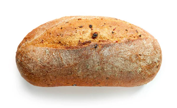 Frisch Gebackenes Brot Isoliert Auf Weißem Hintergrund Ansicht Von Oben — Stockfoto