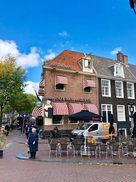 Amsterdam Netherlands October 2018 Street View Restaurant Facade Old Amsterdam — Stock Photo, Image