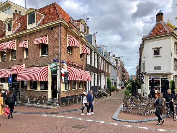 Amsterdam Netherlands October 2018 Street View Restaurant Facade Old Amsterdam — Stock Photo, Image