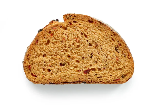 Один Ломтик Хлеба Изолирован Белом Фоне Вид Сверху — стоковое фото