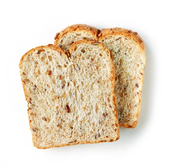 Ломтики Хлеба Изолированы Белом Фоне Вид Сверху — стоковое фото