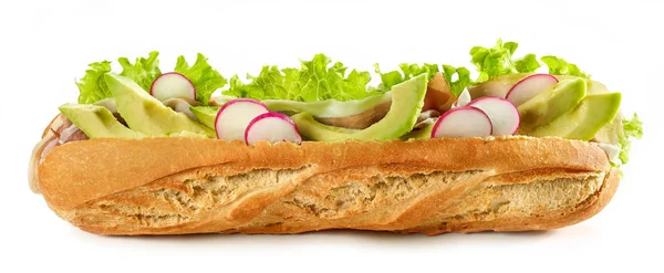 Baguette Sandwich isoliert auf weißem Hintergrund — Stockfoto