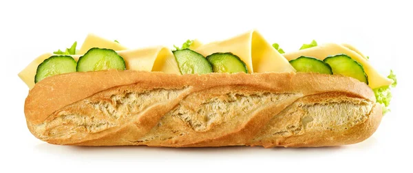 Baguette smörgås isolerad på vit bakgrund — Stockfoto