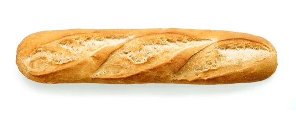 Frisch Gebackenes Baguette Isoliert Auf Weißem Hintergrund Draufsicht — Stockfoto