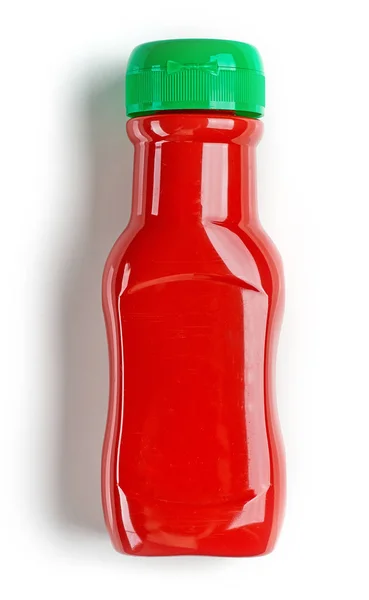Бутылка Кетчупа Изолированы Белом Фоне Вид Сверху — стоковое фото