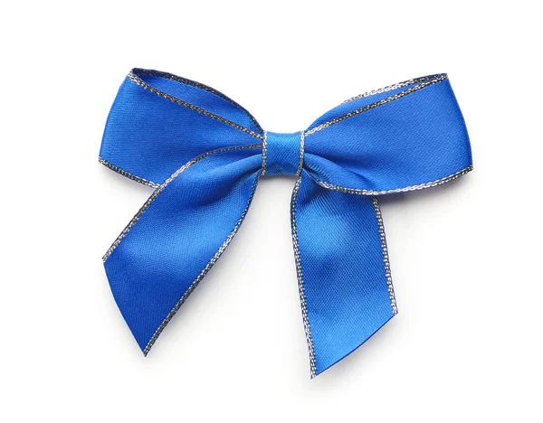 白い背景に分離された青の装飾的な弓 — ストック写真