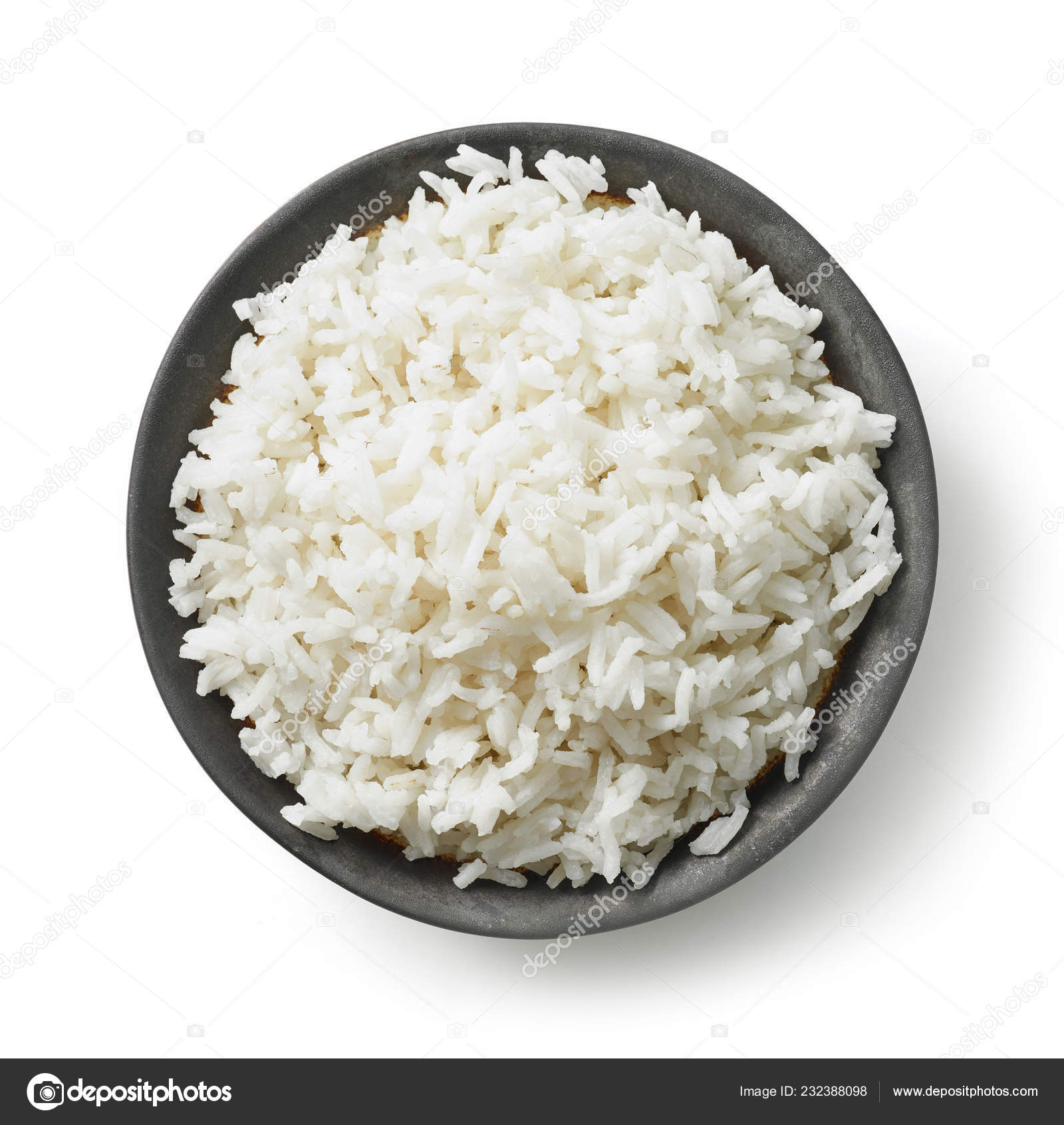 Bowl Boiled Rice Isolated White Background Top View Stock Photo by ...