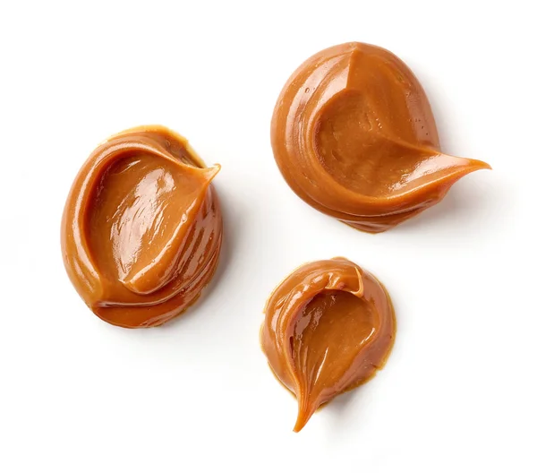 Melted Caramel Isolated White Background Top View — Stock Photo, Image