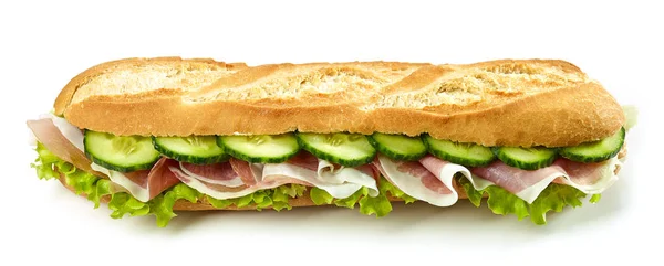 Baguette-Sandwich mit Schinken und Gurken — Stockfoto