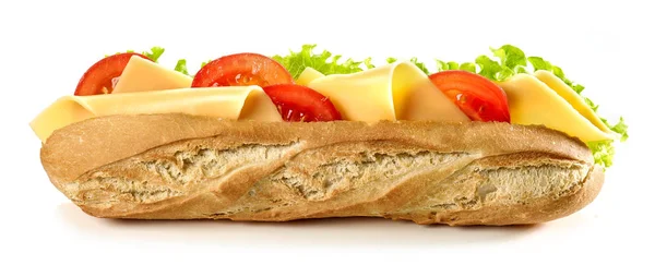 Baguette sandwich with cheese and tomato — Stock Photo, Image