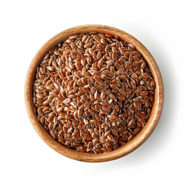 wooden bowl of flaxseed clipart