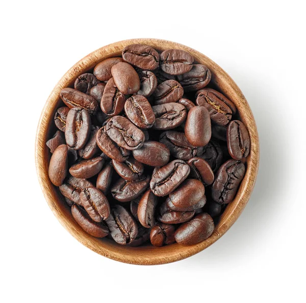 Träskål av kaffebönor — Stockfoto