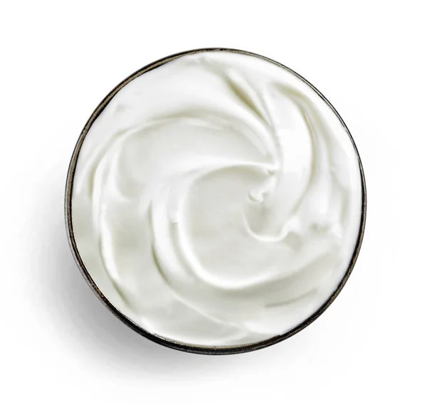 Skål med gräddfil eller grekisk yoghurt — Stockfoto