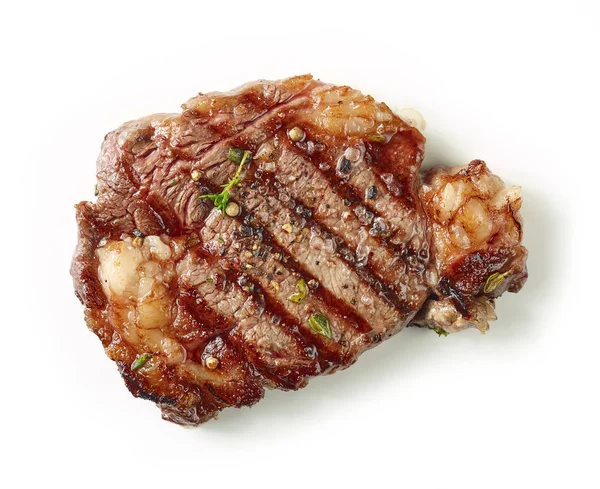 Grillezett fehér alapon steak — Stock Fotó