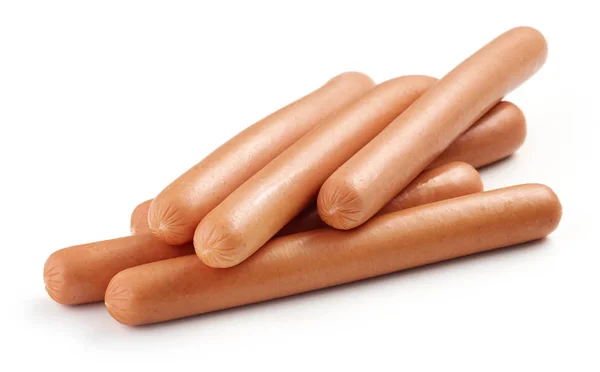 Fresh boiled sausages on white background — Stock Photo, Image