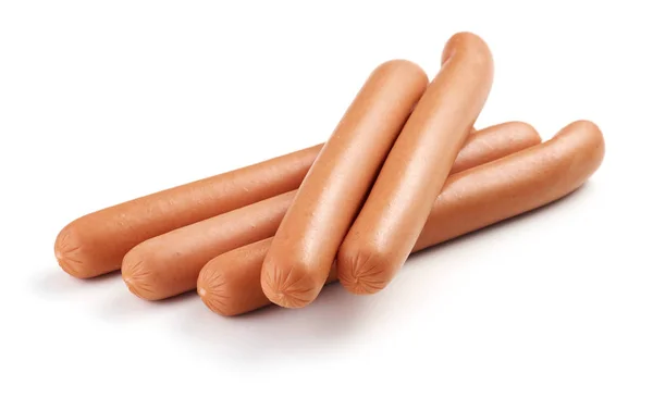 Fresh boiled sausages on white background — Stock Photo, Image