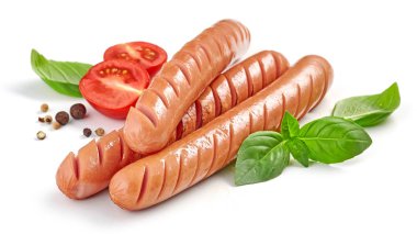 grilled sausages on white background clipart