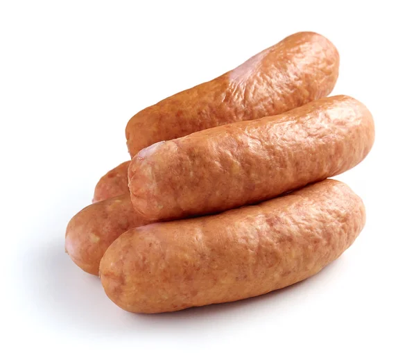 Smoked sausages on white background — Stock Photo, Image
