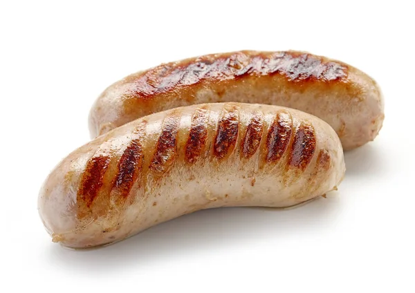 Grilled sausages on white background — Stock Photo, Image