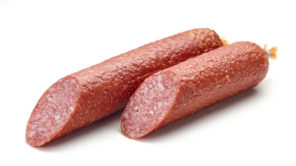 Kiełbasa salami na białym tle — Zdjęcie stockowe