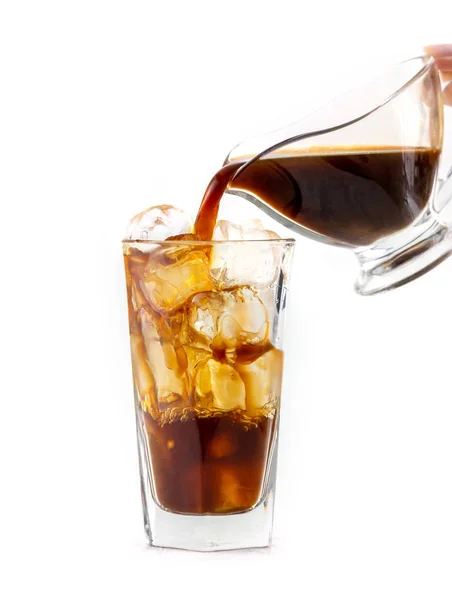 Kawa leje do szklanki lodu — Zdjęcie stockowe