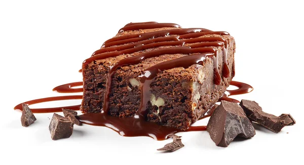 Stück Schokoladenkuchen Brownie — Stockfoto