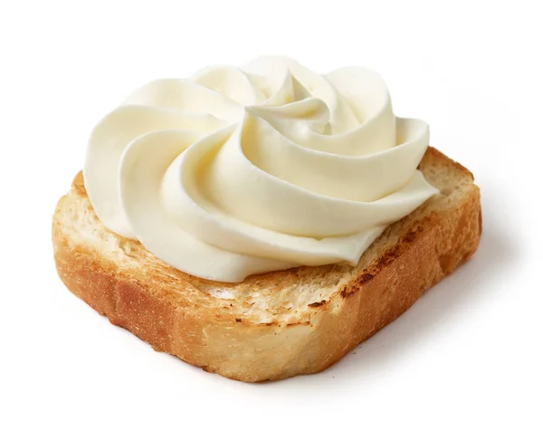 Pan tostado con queso crema —  Fotos de Stock