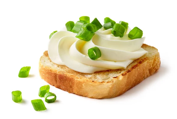 Pan tostado con queso crema —  Fotos de Stock