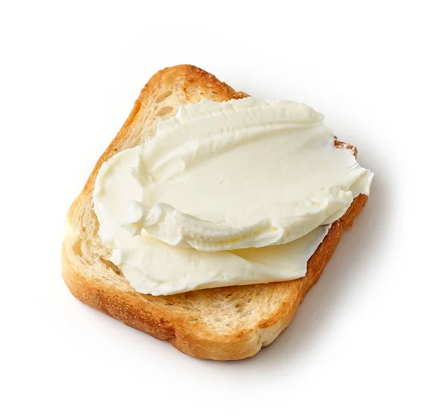 Pão torrado com queijo creme — Fotografia de Stock