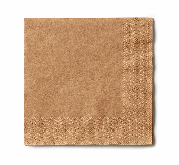 白地に隔離された茶色の紙のナプキントップビュー — ストック写真