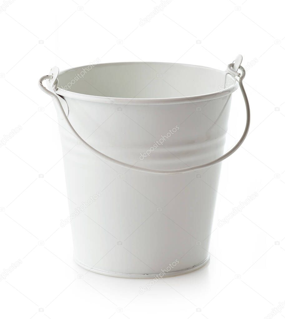 empty white bucket isolated on white background