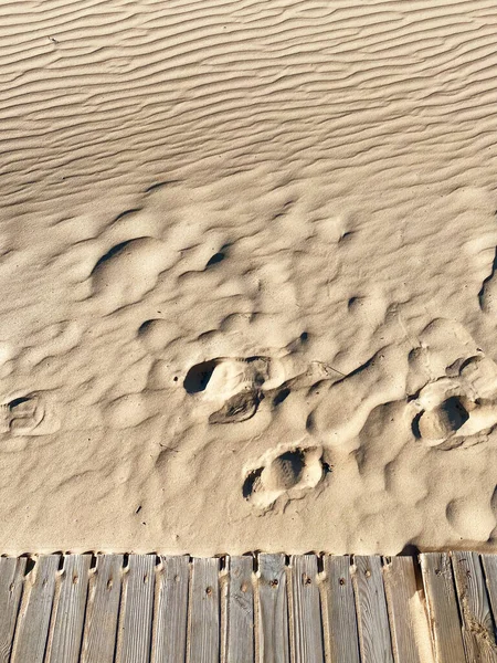Zand Textuur Hout Pad Het Strand — Stockfoto