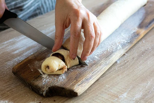 Proceso Fabricación Masa Levadura Rollos Dulces — Foto de Stock