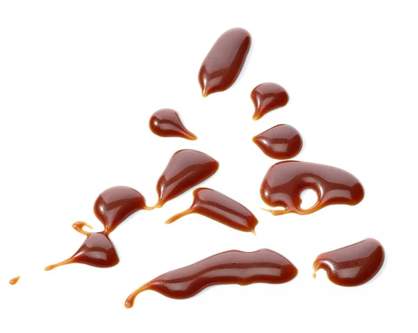 Краплі Шоколадного Соусу Ізольовані Білому Тлі — стокове фото