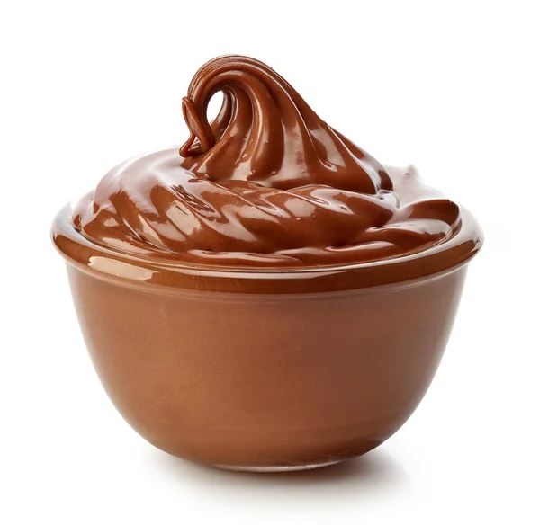 Schaal Van Chocolade Crème Geïsoleerd Witte Achtergrond — Stockfoto