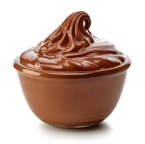 白色背景的巧克力奶油碗 — 图库照片