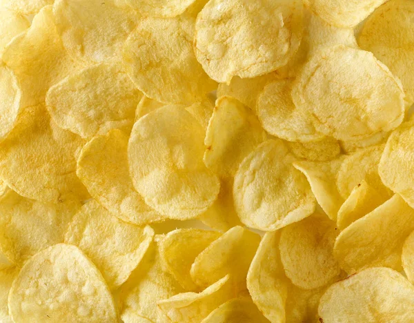 Potatis Chips Bakgrund Ovanifrån — Stockfoto