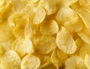 Patates cipsi arka planı, üst görünüm