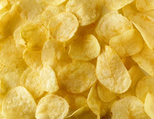 Potatis Chips Bakgrund Ovanifrån — Stockfoto