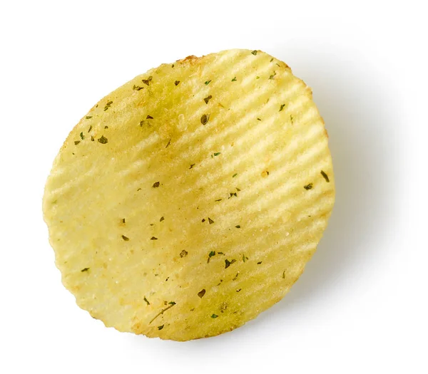Aardappel Chip Geïsoleerd Witte Achtergrond Bovenaanzicht — Stockfoto